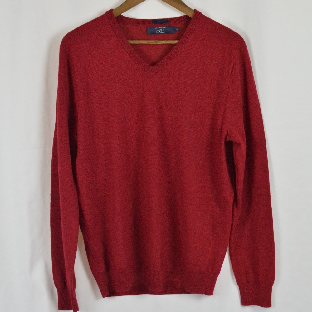 Like New Men's J Crew V-Neck Merino Wool Sweater